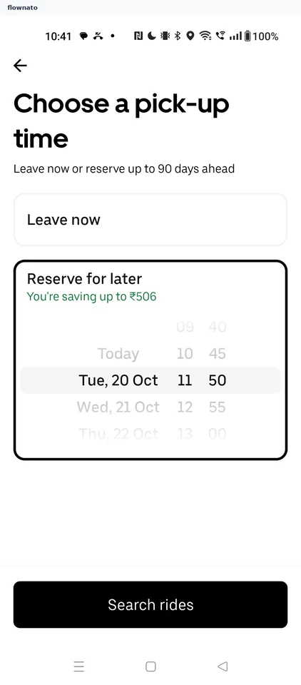 Uber: Choose an Intercity pick-up time
