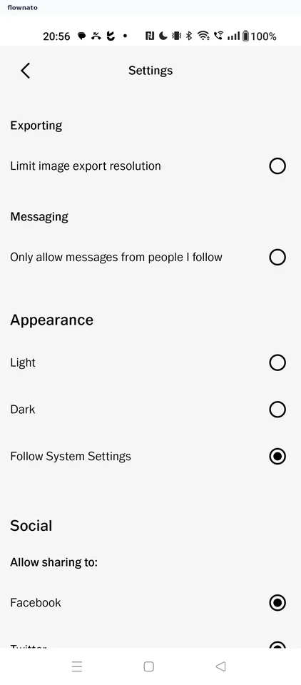 VSCO: Settings