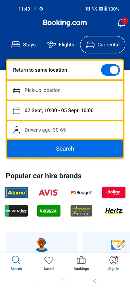 Set up the rental search