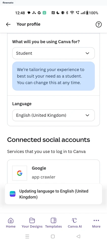 Canva: Profile details