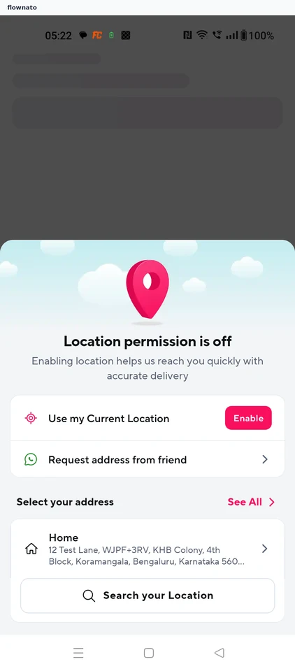 Pick the delivery address