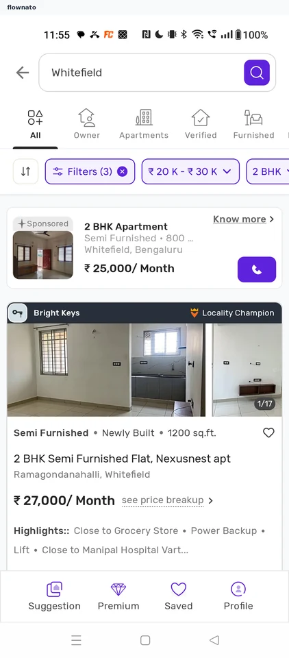 Housing: Rent results in Whitefield