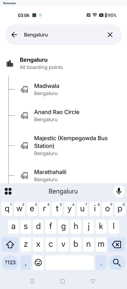 redBus: Choose the origin city