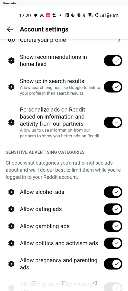 Account settings