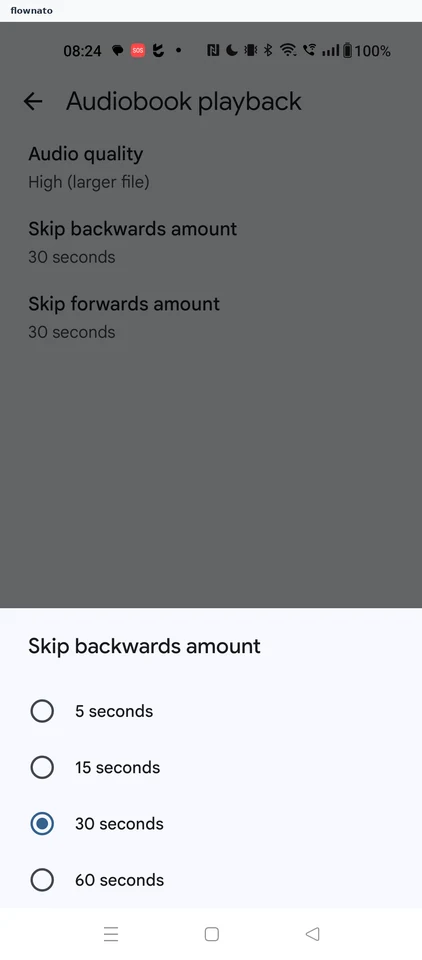 Google Play Books: Audiobook playback settings