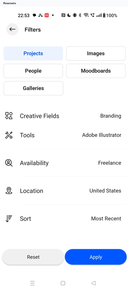 Behance: Filters
