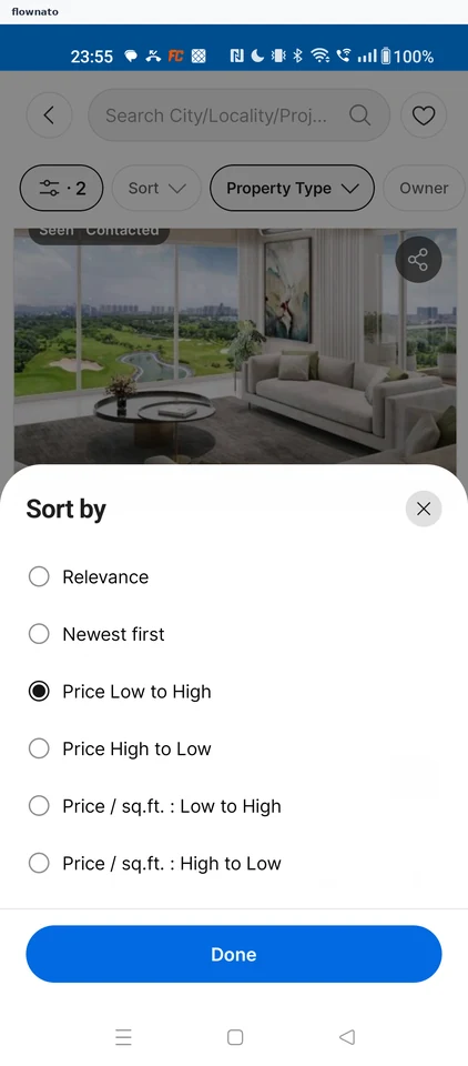 99acres: Apply the sort