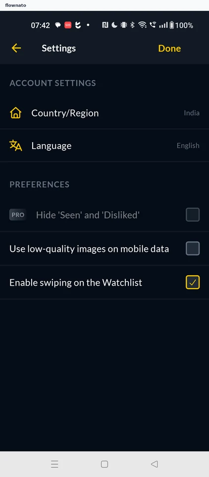 JustWatch: Settings