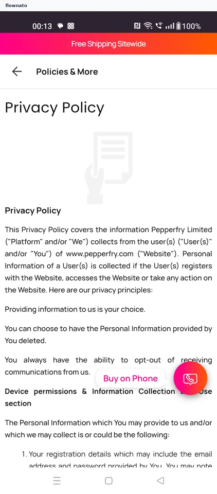 Pepperfry: Privacy policy