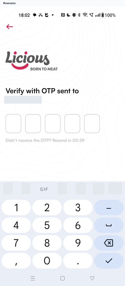 Licious: OTP verification