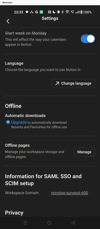 Notion: Settings