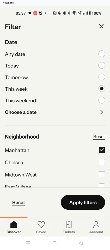 Eventbrite: Search filters