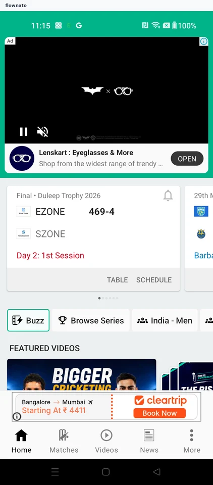 Cricbuzz: Open the series browser