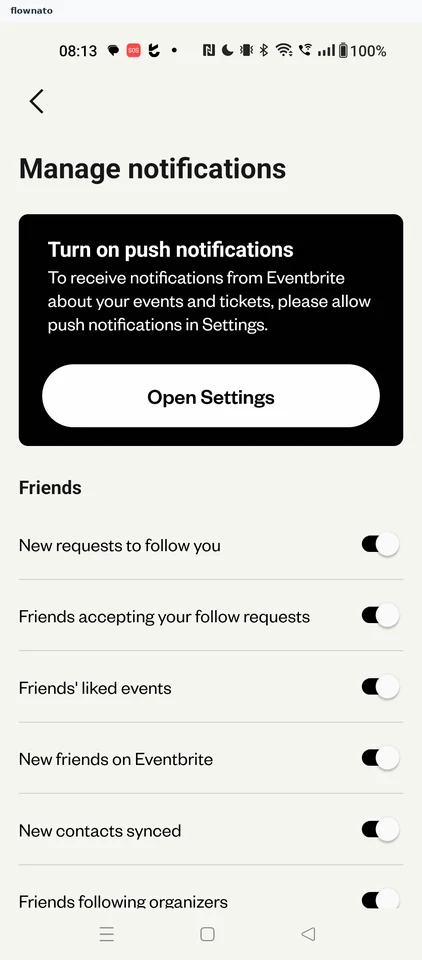 Eventbrite: Manage notifications