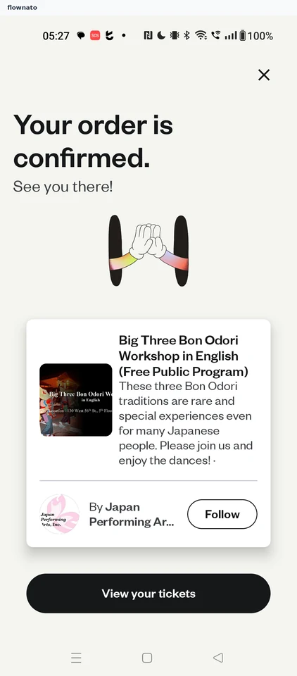 Eventbrite: Order confirmation