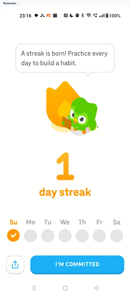 Duolingo: Streak started