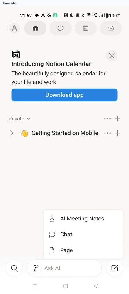 Notion: New menu