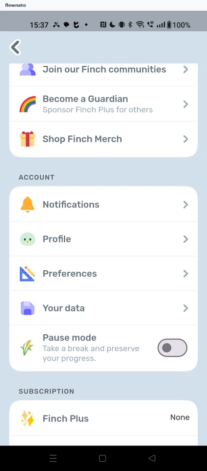Finch: Menu