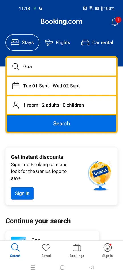 Booking.com Prepare a flight booking flow preview