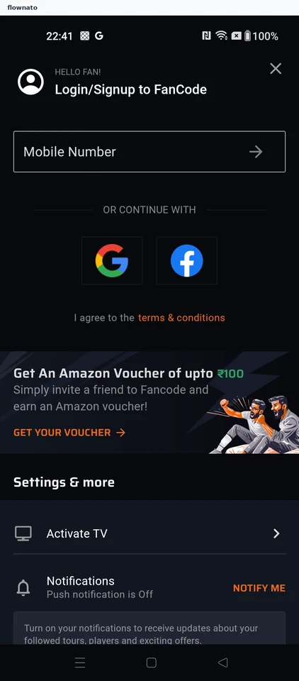 FanCode Login