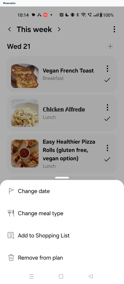 Samsung Food: Meal options
