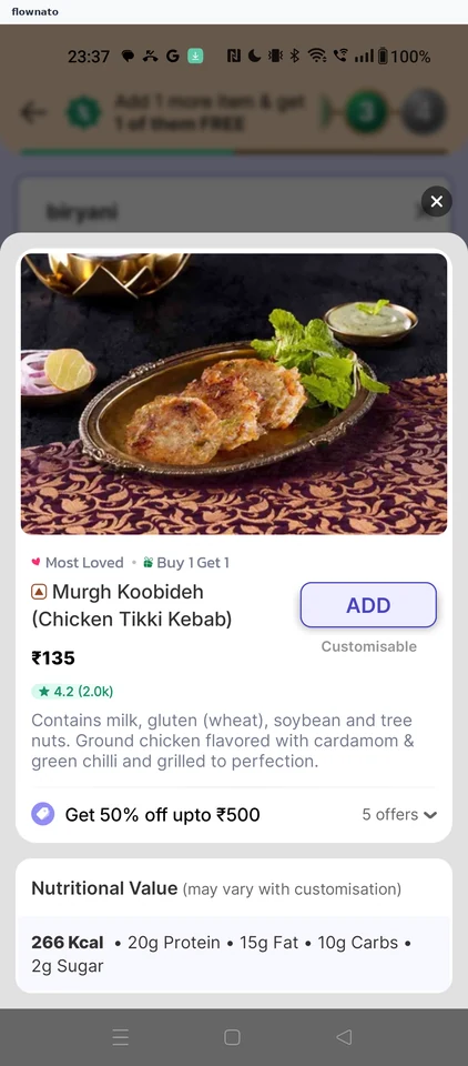 EatSure: Dish details