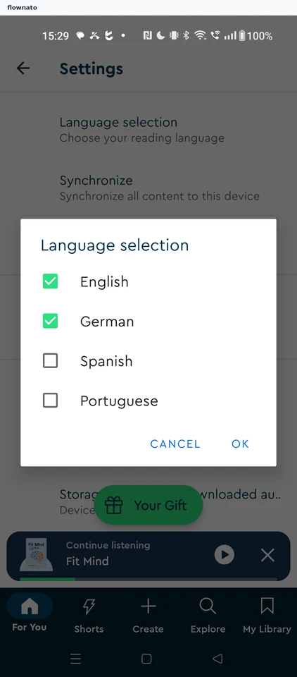 Blinkist: Reading language picker