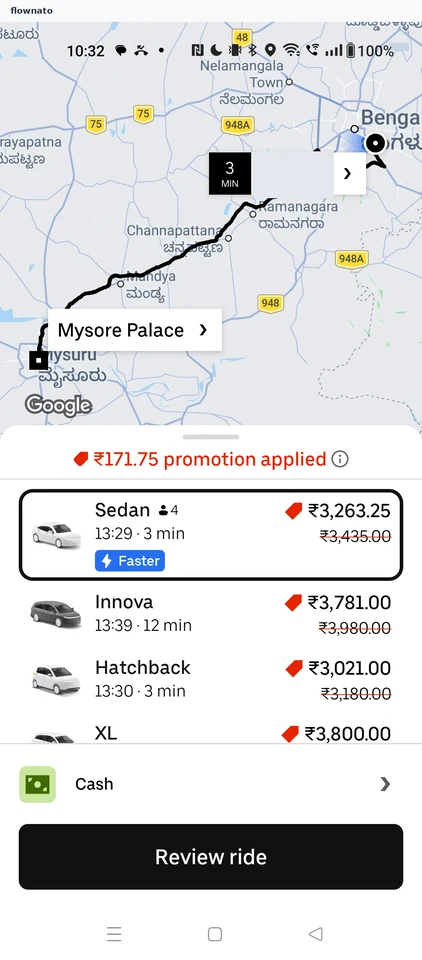 Uber: Ride options