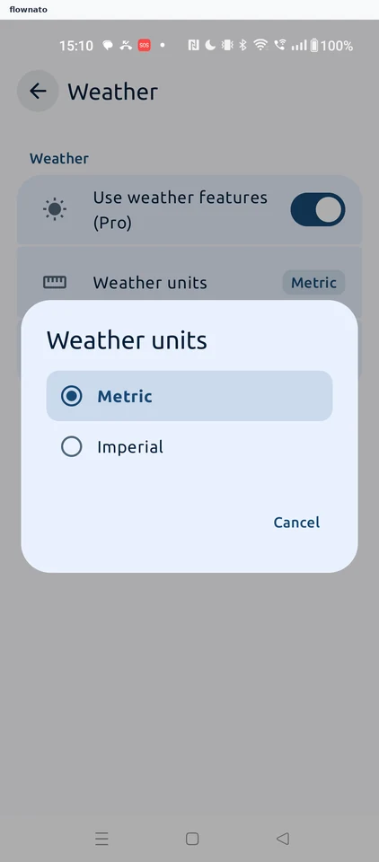 Fuelio: Weather units picker