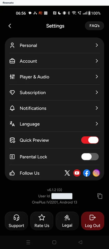 Kuku FM: Settings menu