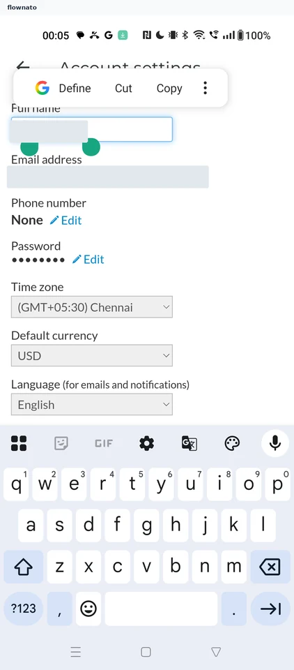 Splitwise: Account settings