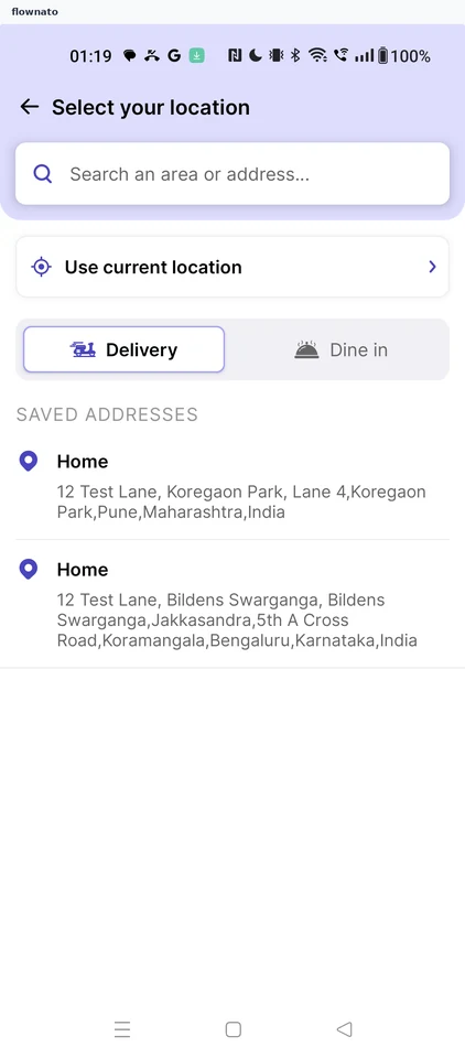EatSure: Select your location