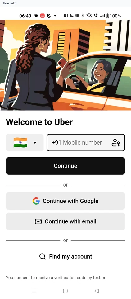 Uber: Welcome to Uber sign-in