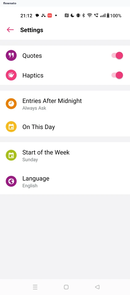 Daylio: Settings