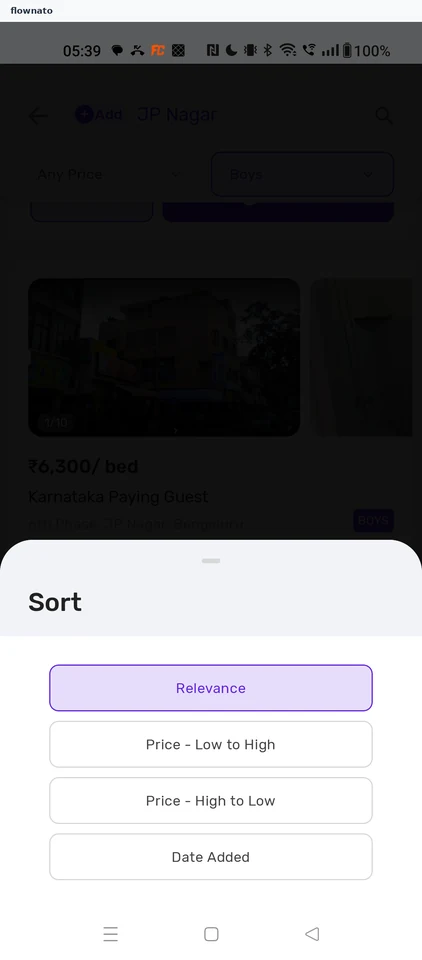 Housing: Sort options