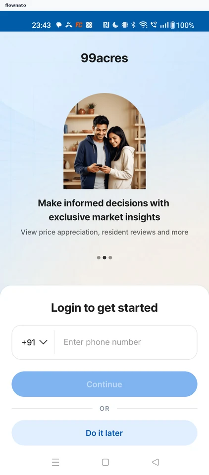 99acres: Welcome and phone login