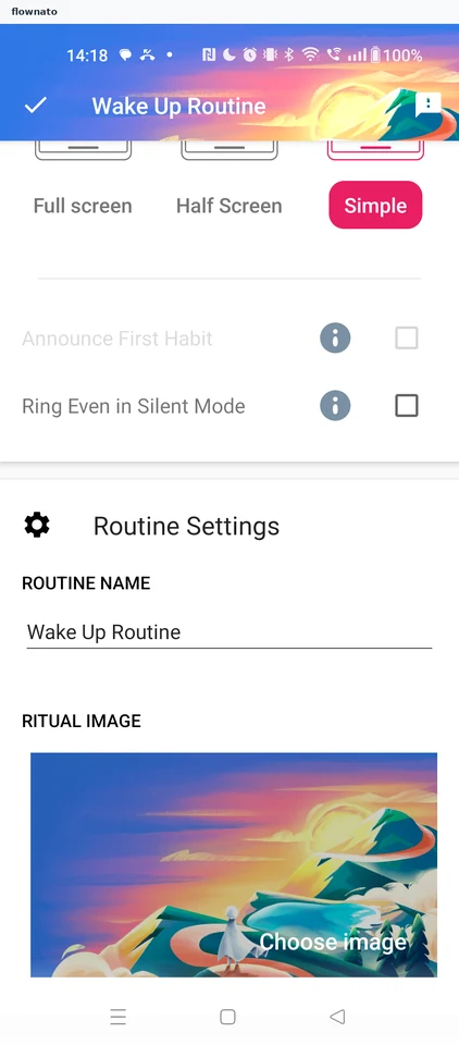 Fabulous: Routine settings