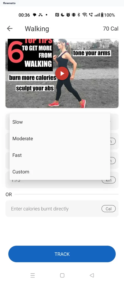 Healthify: Choose an intensity