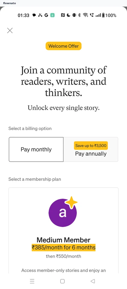 Medium: Membership offer