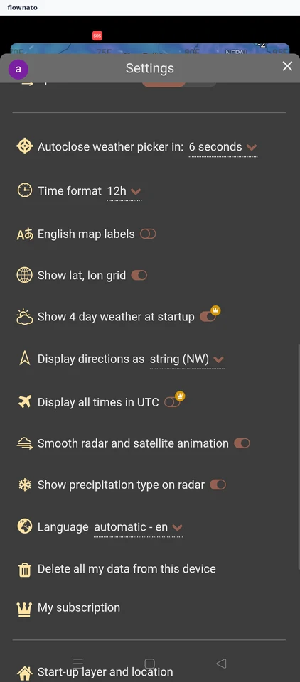 Windy: Settings