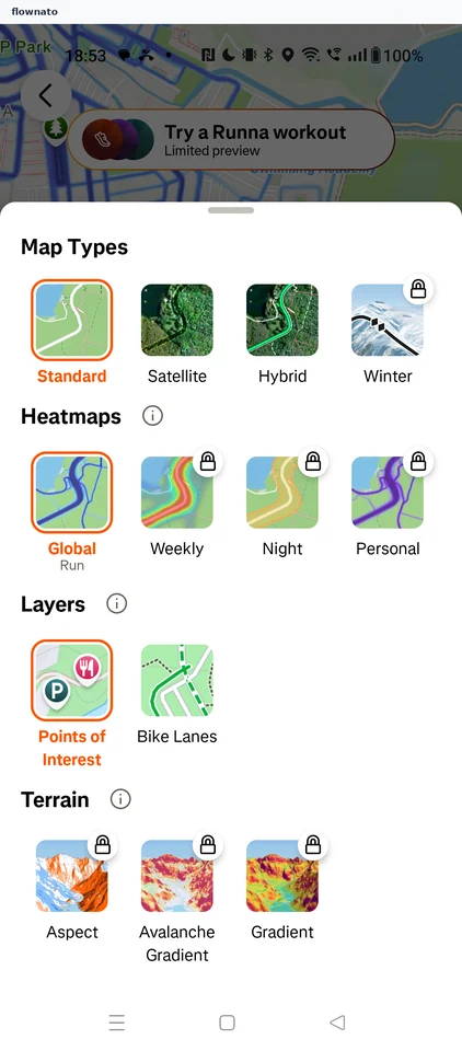 Strava: Record screen (ready to start)
