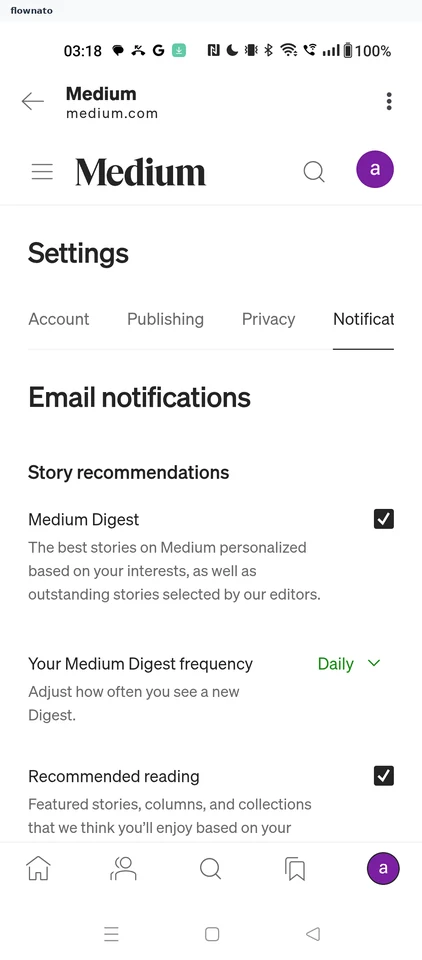 Medium: Email notifications
