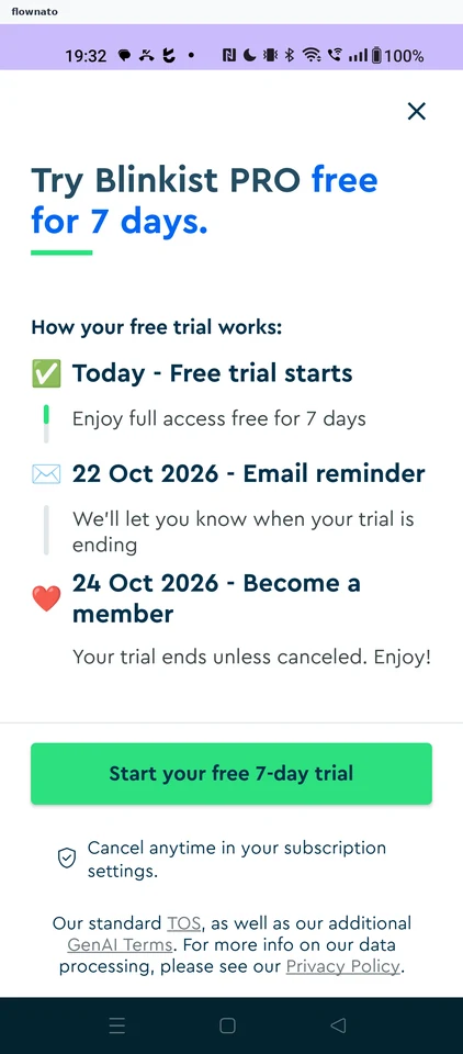 Blinkist: 7-day free trial offer