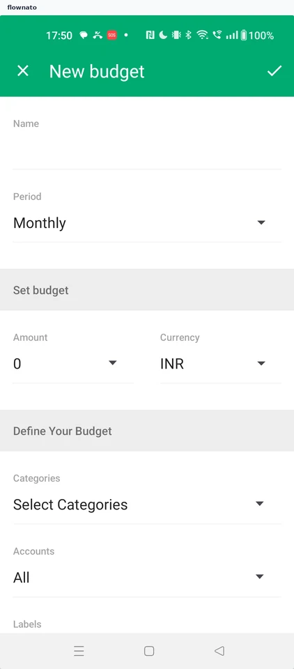 Wallet: New budget form