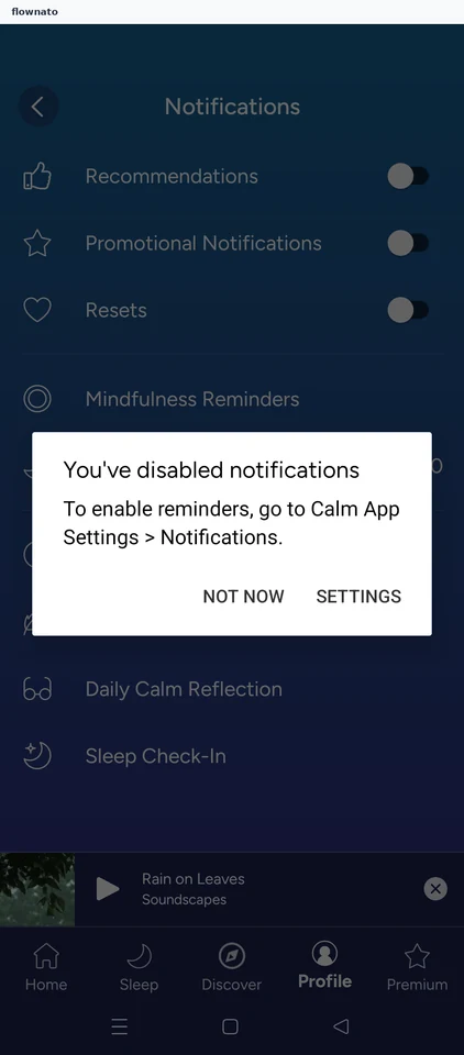 Calm: Notification preferences