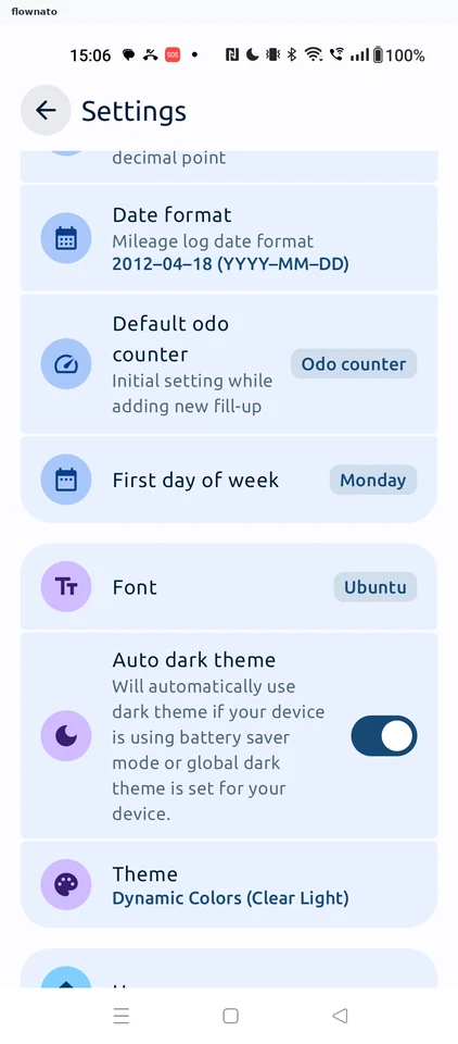 Fuelio: Settings