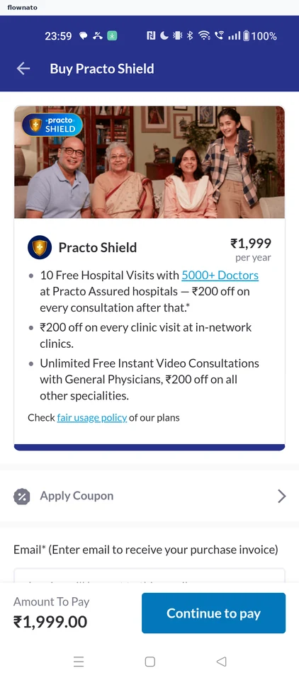 Practo: Plan checkout