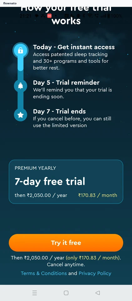 Sleep Cycle: Free trial paywall