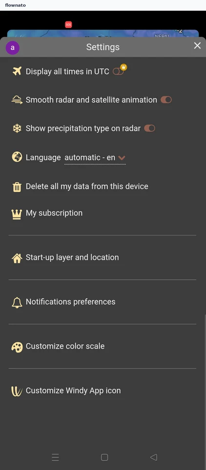 Windy: Settings