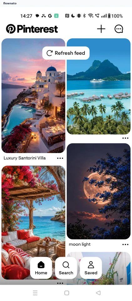 Pinterest: Home feed